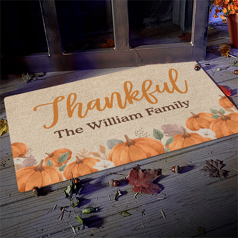 Thankful Hearts Find Solace In Home - Family Personalized Custom Home Decor Decorative Mat - Halloween Gift For Family Members