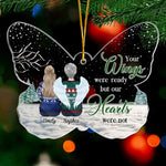 Wish You Were Here With Us - Memorial Personalized Custom Ornament - Acrylic Butterfly Shaped - Christmas Gift, Sympathy Gift For Family Members