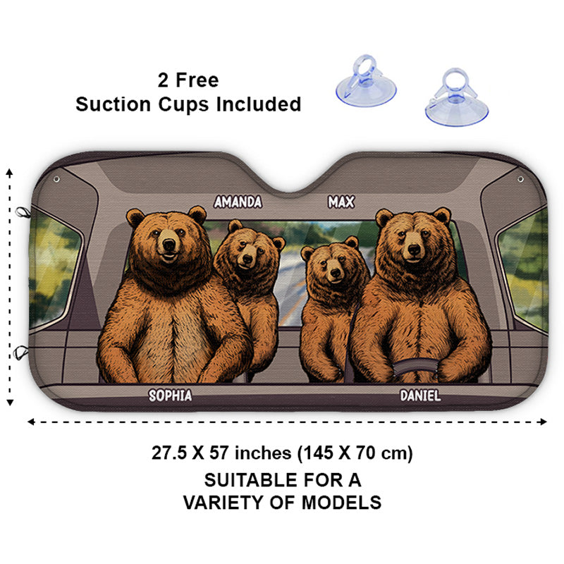 Freedom On Our Four Wheels - Family Personalized Custom Auto Windshield Sunshade, Car Window Protector - Gift For Family Members