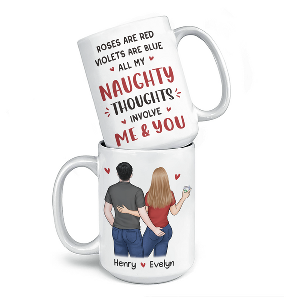 Personalized Funny Couple Tumbler - All My Naughty Thoughts Involve Me -  GoDuckee