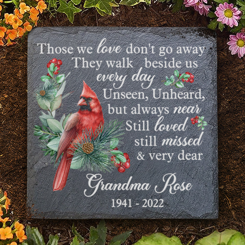 Unseen, Unheard, But Always Near - Memorial Personalized Custom Square Shaped Memorial Stone - Sympathy Gift For Family Members