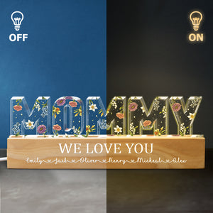 Mommy's Garden Flower Birth Month - Family Personalized Custom Acrylic Letters 3D LED Night Light - Mother's Day, Gift For Mom, Grandma