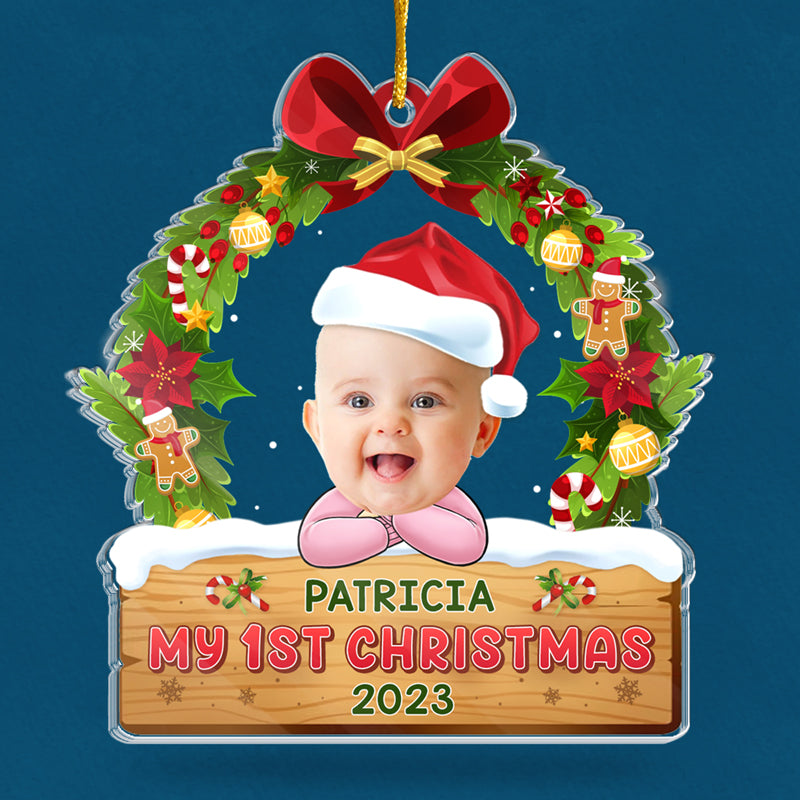 Custom Photo My First Christmas - Family Personalized Custom Ornament - Acrylic Custom Shaped - Christmas Gift For Baby Kids, Newborn Baby