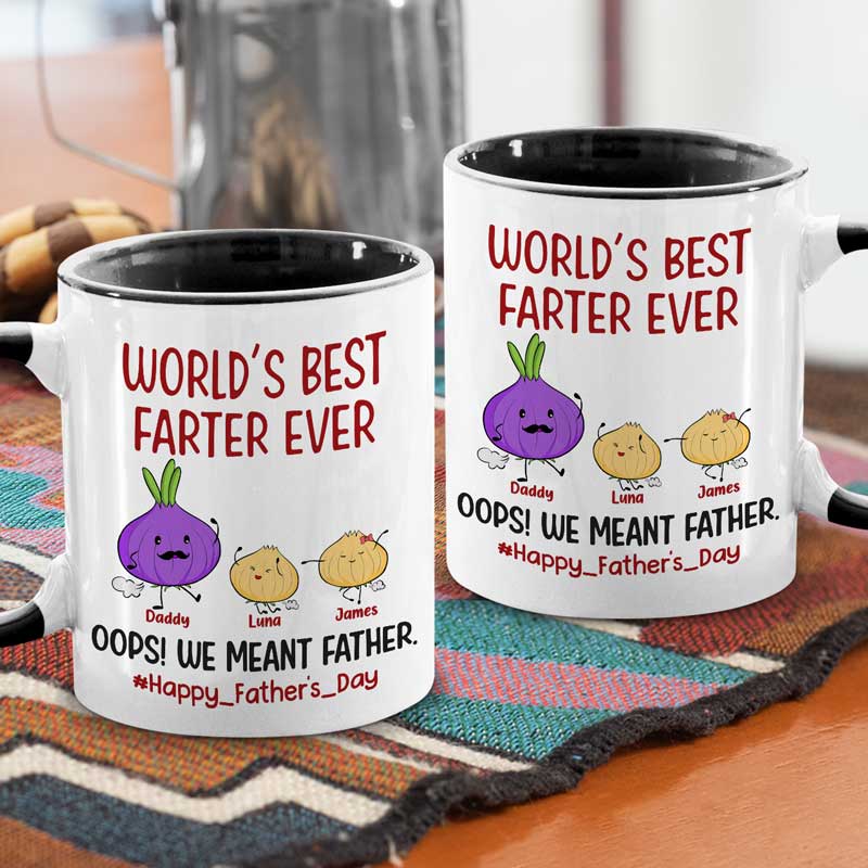 World’s Best Farter Ever - Family Personalized Custom Accent Mug - Father's Day, Birthday Gift For Dad