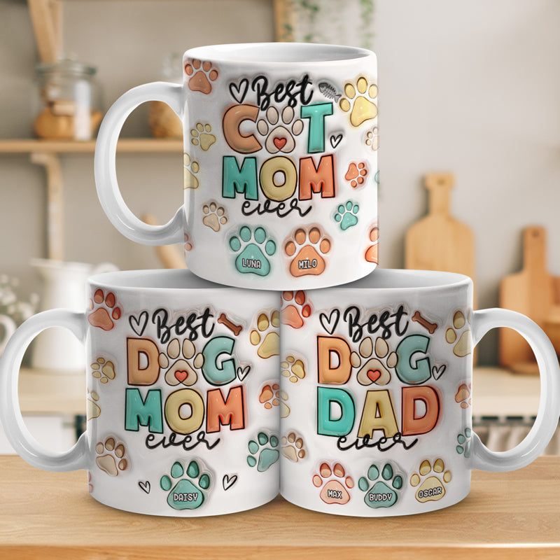 Cat Dad Eat Drink And Be Merry - Dog & Cat Personalized Custom 3D Inflated Effect Printed Mug - Christmas Gift For Pet Owners, Pet Lovers