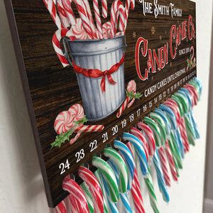 Candy Canes Until Christmas - Family Personalized Custom Candy Christmas Countdown Wooden Sign, Advent Calendar - Christmas Gift For Family Members