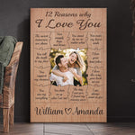 Custom Photo 12 Reasons I Love You Couple Gifts - Personalized Canvas