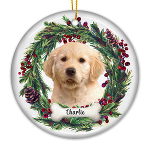 Custom Photo Fur Baby Christmas - Dog & Cat Personalized Custom Ornament - Ceramic Round Shaped - Christmas Gift For Pet Owners, Pet Lovers