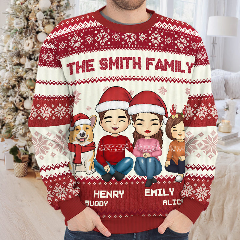 At Christmas All Roads Lead Home - Family Personalized Custom Ugly Sweatshirt - Unisex Wool Jumper - Christmas Gift For Family Members