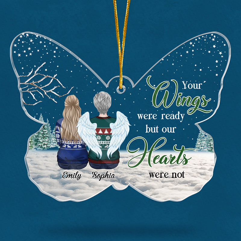 Wish You Were Here With Us - Memorial Personalized Custom Ornament - Acrylic Butterfly Shaped - Christmas Gift, Sympathy Gift For Family Members
