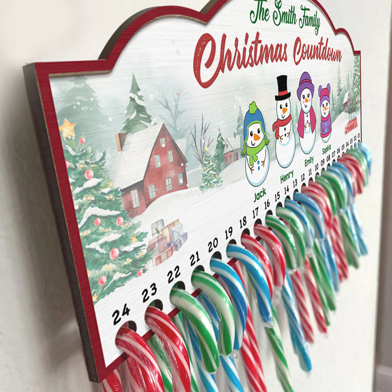 Keep Calm Christmas Is Coming - Family Personalized Custom Candy Christmas Countdown Wooden Sign, Advent Calendar - Christmas Gift For Family Members