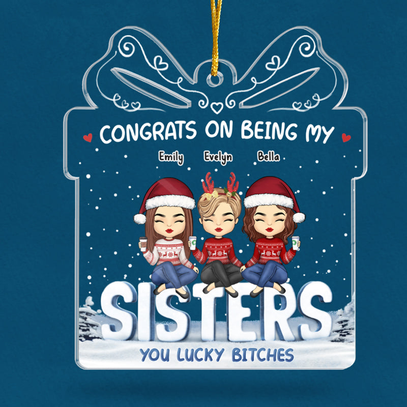 Life Is Better With Friends - Bestie Personalized Custom Ornament - Acrylic Gift Box Shaped - Christmas Gift For Best Friends, BFF, Sisters