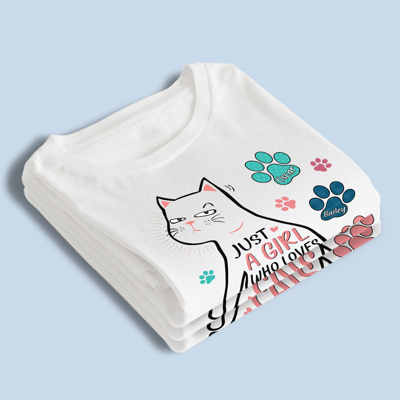 Just A Girl Who Loves Cats - Cat Personalized Custom Unisex T-shirt, Hoodie, Sweatshirt - Gift For Pet Owners, Pet Lovers