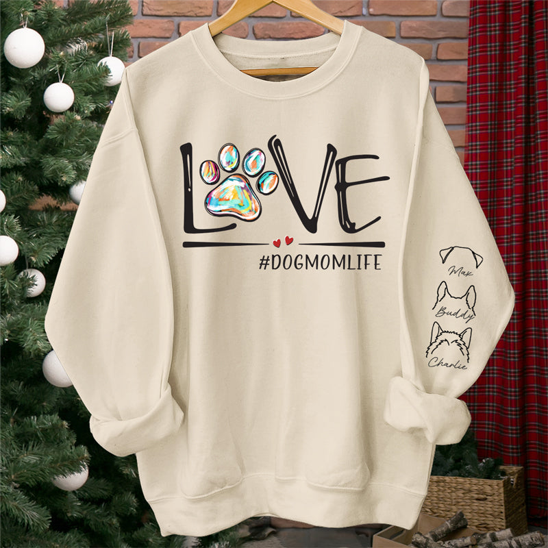 Purfect Dog Mom Life - Dog & Cat Personalized Custom Unisex Sweatshirt With Design On Sleeve - Gift For Pet Owners, Pet Lovers