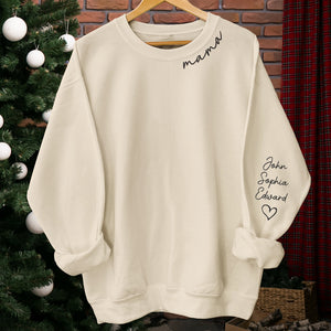 Best Mama Ever - Family Personalized Custom Unisex Sweatshirt With Design On Sleeve - Birthday Gift For Mom, Grandma