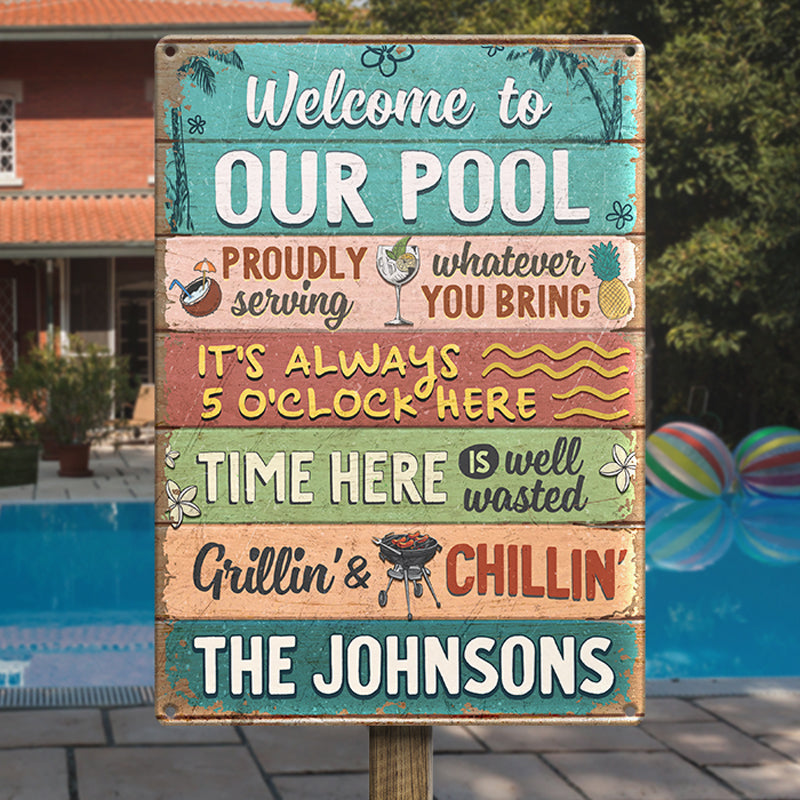 Welcome To Our Area - Family Personalized Custom Home Decor Metal Sign - House Warming Gift For Family Members