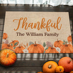 Custom Name Thanksgiving Pumpkin Decor - Personalized Doormat