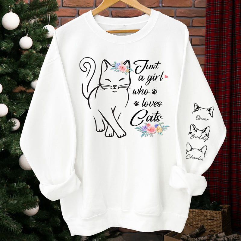 Meilleure maman chat - Sweat-shirt unisexe personnalisé avec motif sur la manche - Cadeau pour propriétaires et amoureux des animaux
