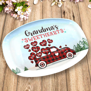 Nana's Sweathearts - Family Personalized Custom Platter - Christmas Gift For Grandma
