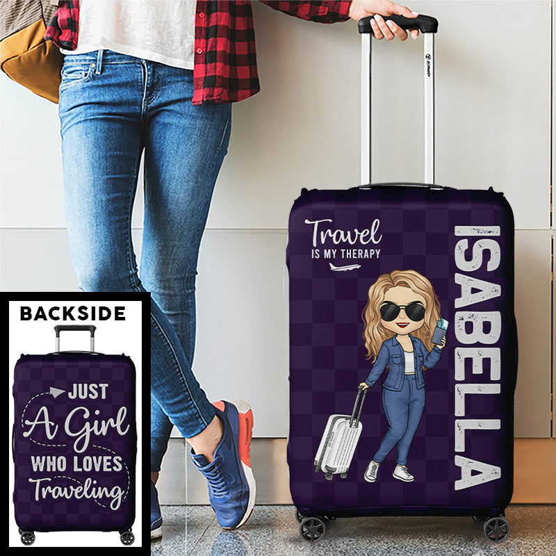 Just A Girl Who Loves Traveling - Travel Personalized Custom Luggage Cover - Holiday Vacation Gift, Gift For Adventure Travel Lovers