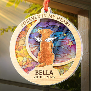Forever In My Heart - Memorial Personalized Custom Suncatcher Ornament - Acrylic Round Shaped - Christmas Gift, Sympathy Gift For Pet Owners, Pet Lovers