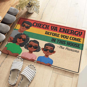 Check Your Vibe Or Stay Outside - Family Personalized Custom Home Decor Decorative Mat - House Warming Gift For Family Members