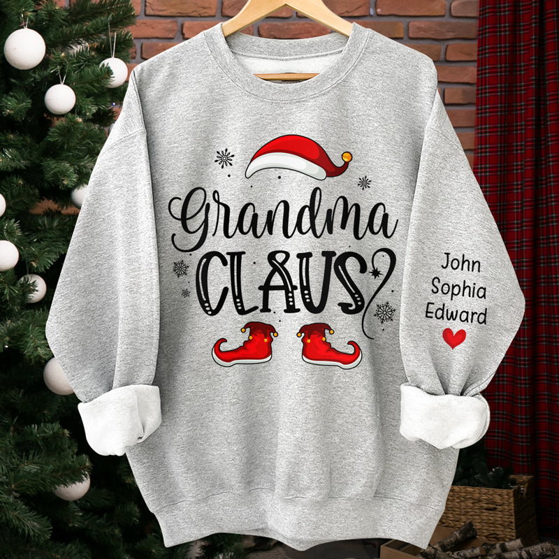 Forget About Santa I'll Just Ask Nana - Family Personalized Custom Unisex Sweatshirt With Design On Sleeve - Christmas Gift For Mom, Grandma