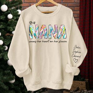 I Love My Mamaw - Family Personalized Custom Unisex Sweatshirt With Design On Sleeve - Birthday Gift For Mom, Grandma