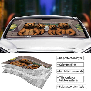 Freedom On Our Four Wheels - Family Personalized Custom Auto Windshield Sunshade, Car Window Protector - Gift For Family Members