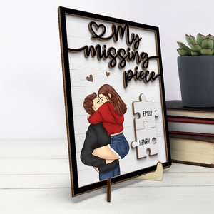 My Missing Piece, My Better Half - Couple Personalized Custom 2-Layered Wooden Plaque With Stand - House Warming Gift For Husband Wife, Anniversary