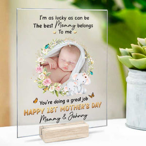 Custom Photo I'm As Lucky As Can Be - Family Personalized Custom Rectangle Shaped Acrylic Plaque - Mother's Day, Gift For Mom, Grandma