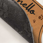 Custom Photo Hello, We're Here - Dog & Cat Personalized Custom Decorative Mat - Gift For Pet Owners, Pet Lovers