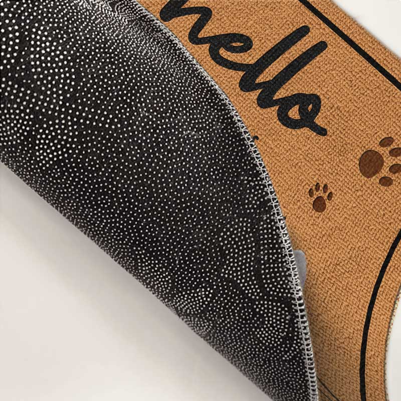 Custom Photo Hello, We're Here - Dog & Cat Personalized Custom Decorative Mat - Gift For Pet Owners, Pet Lovers