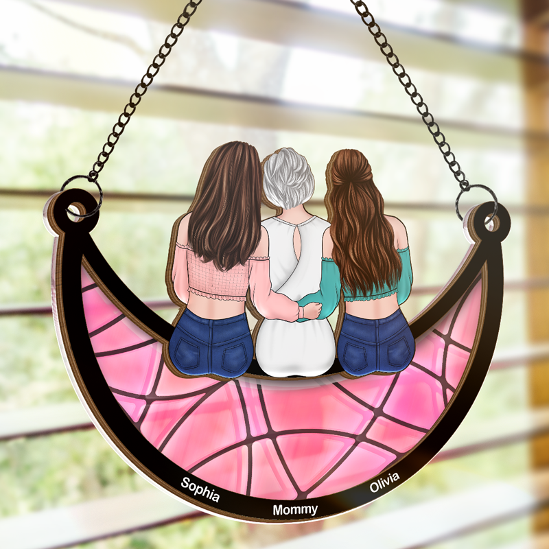 A Mother's Treasure Is Her Daughter - Family Personalized Window Hanging Suncatcher - Mother's Day, Gift For Mom