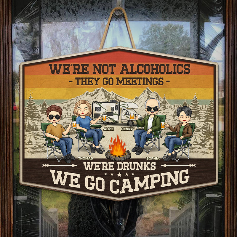 Here's To The Nights With Friends - Camping Personalized Custom Shaped Home Decor Wood Sign - House Warming Gift For Best Friends, BFF, Sisters, Camping Lovers