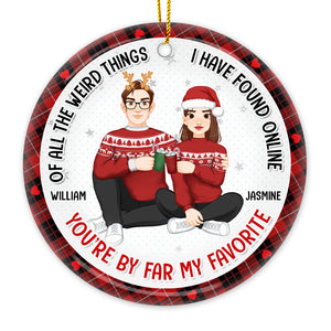 You're The Best Thing I've Ever Waited For - Couple Personalized Custom Ornament - Ceramic Round Shaped - Christmas Gift For Husband Wife, Anniversary