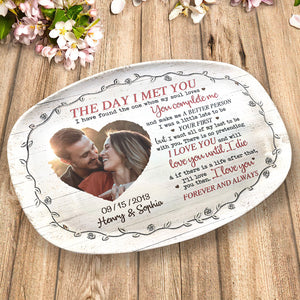Custom Photo I Have Found The One Whom My Soul Loves - Couple Personalized Custom Platter - Gift For Husband Wife, Anniversary