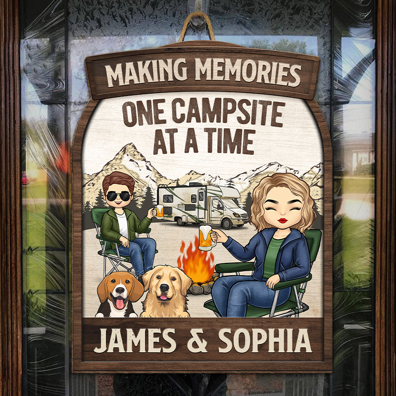 You Me And The Dogs - Camping Personalized Custom Shaped Home Decor Wood Sign - House Warming Gift For Couples, Husband Wife, Camping Lovers, Pet Owners, Pet Lovers