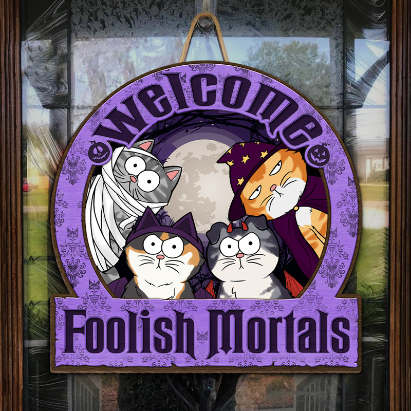 We Are Watching You - Cat Personalized Custom Shaped Home Decor Wood Sign - Halloween Gift For Pet Owners, Pet Lovers