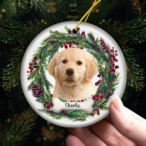 Custom Photo Fur Baby Christmas - Dog & Cat Personalized Custom Ornament - Ceramic Round Shaped - Christmas Gift For Pet Owners, Pet Lovers