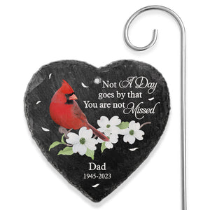 Not A Day Goes By That You Are Not Missed - Memorial Personalized Custom Heart Shaped Memorial Garden Slate & Hook - Sympathy Gift For Family Members