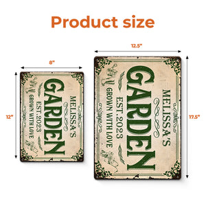 Grown With Love - Garden Personalized Custom Home Decor Metal Sign - House Warming Gift For Gardening Lovers