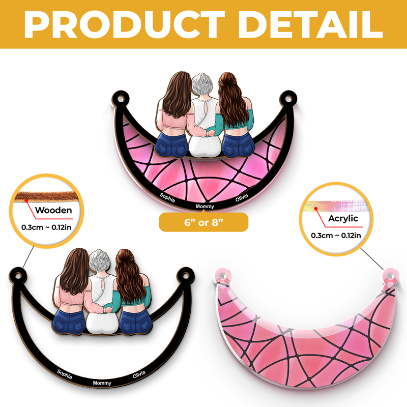 The Love Between A Mother And Daughter Is Forever - Family Personalized Window Hanging Suncatcher - Mother's Day, Gift For Mom