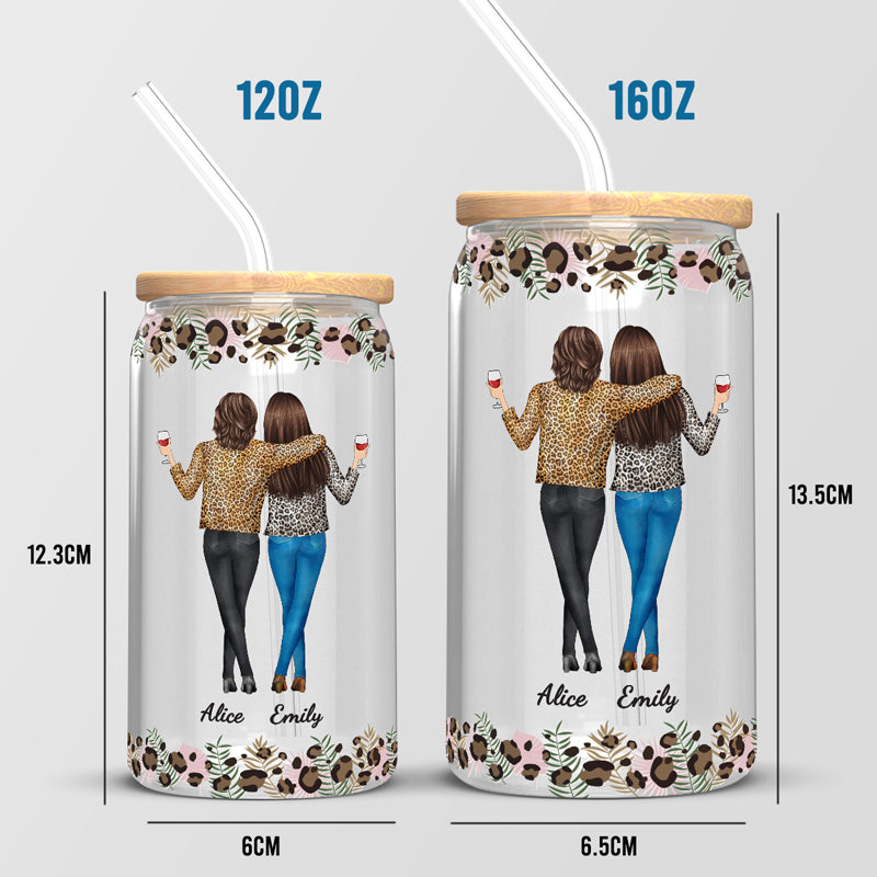 Thanks For Being My Unbiological Sister - Bestie Personalized Custom Glass Cup, Iced Coffee Cup - Gift For Best Friends, BFF, Sisters