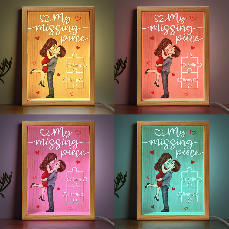 My Missing Piece - Couple Personalized Custom Frame Light Box - Gift For Husband Wife, Anniversary