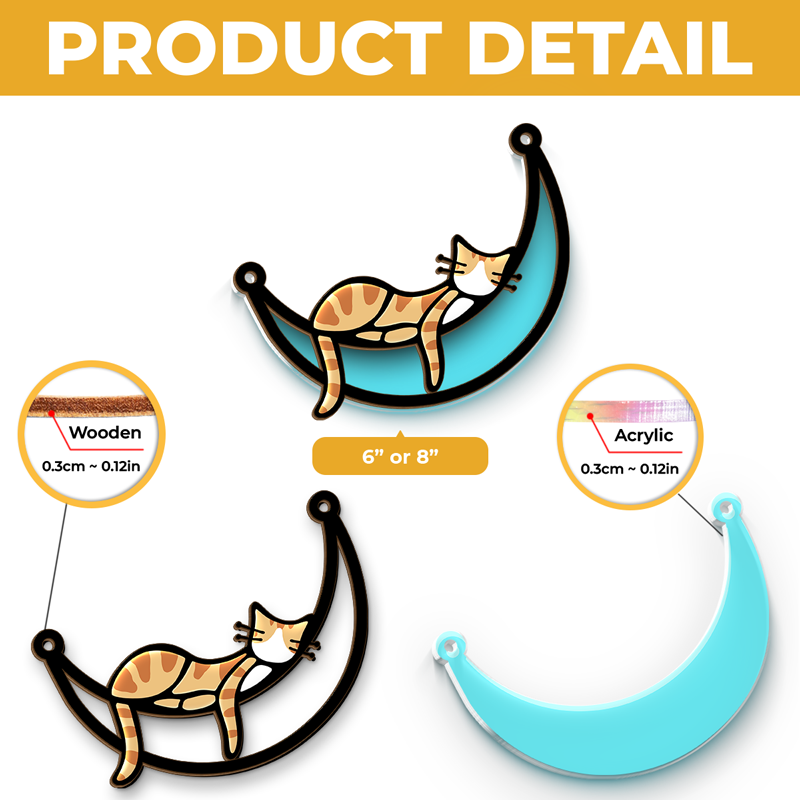 Lazy Cat - Cat Personalized Window Hanging Suncatcher - Gift For Pet Owners, Pet Lovers