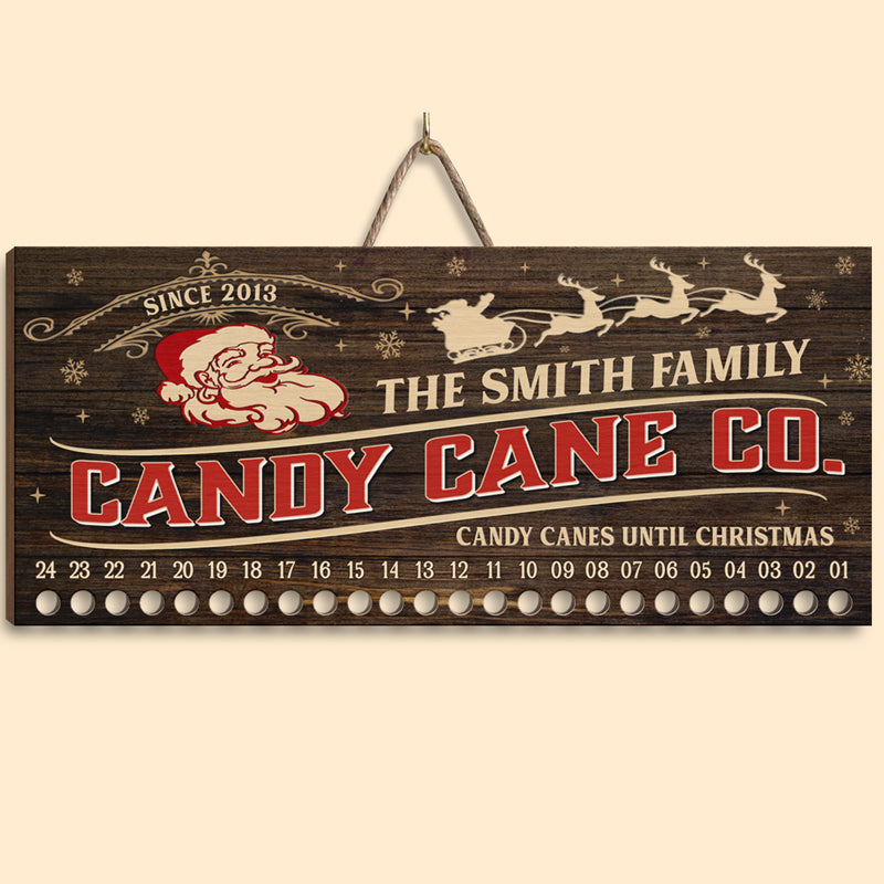 Christmas Is In The Air - Family Personalized Custom Candy Christmas Countdown Wooden Sign, Advent Calendar - Christmas Gift For Family Members