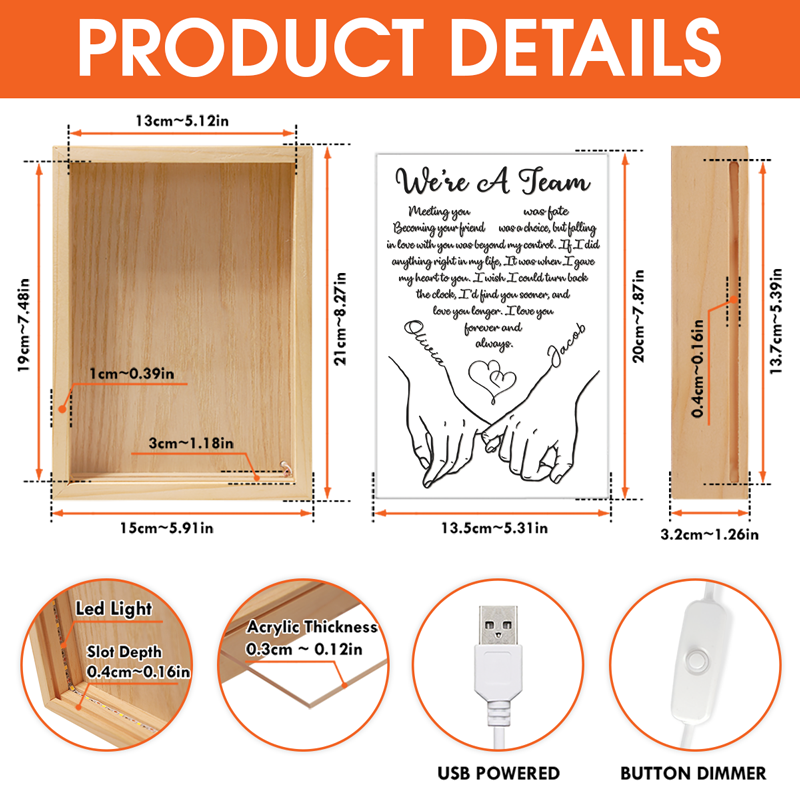 We're A Team Meeting You Was Fate - Couple Personalized Custom Frame Light Box - Gift For Husband Wife, Anniversary