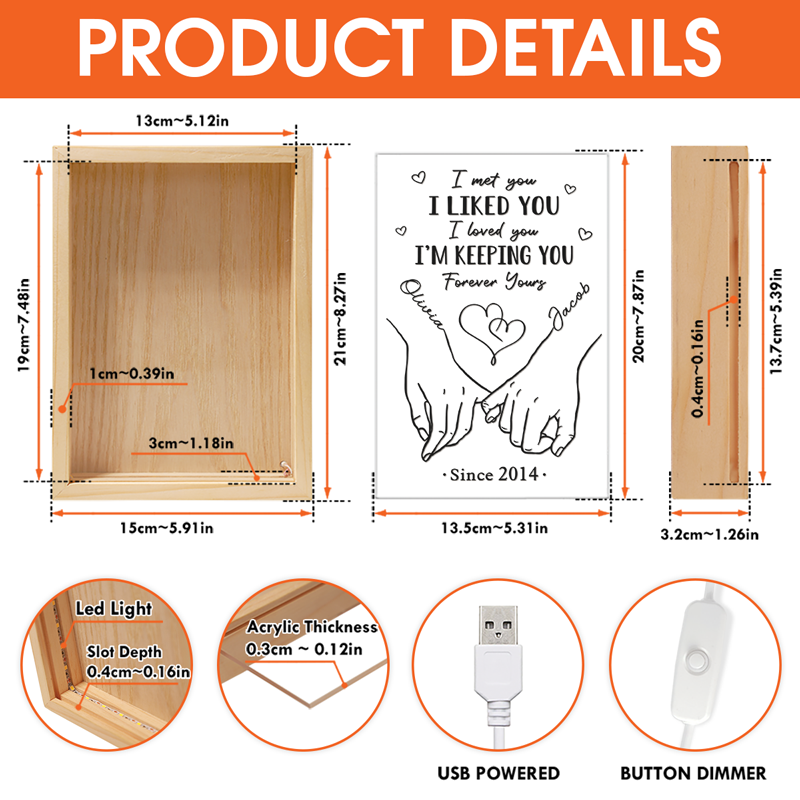 I'm Keeping You Forever Yours - Couple Personalized Custom Frame Light Box - Gift For Husband Wife, Anniversary