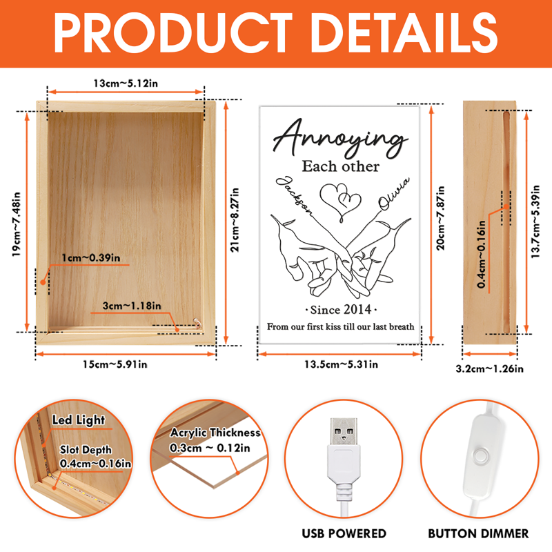 Annoying Each Other Forever - Couple Personalized Custom Frame Light Box - Gift For Husband Wife, Anniversary